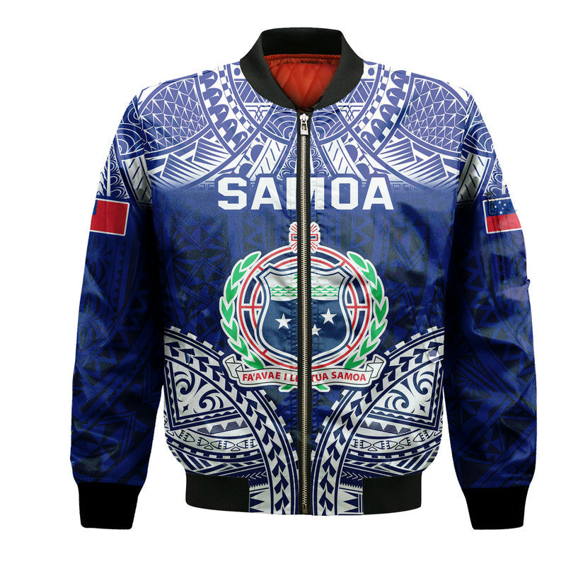 Samoa Coat Of Arms Bomber Jacket Polynesian Pattern