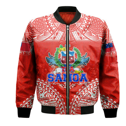 Toa Samoa Polynesian Rugby Bomber Jacket Samoan Flag Red Color