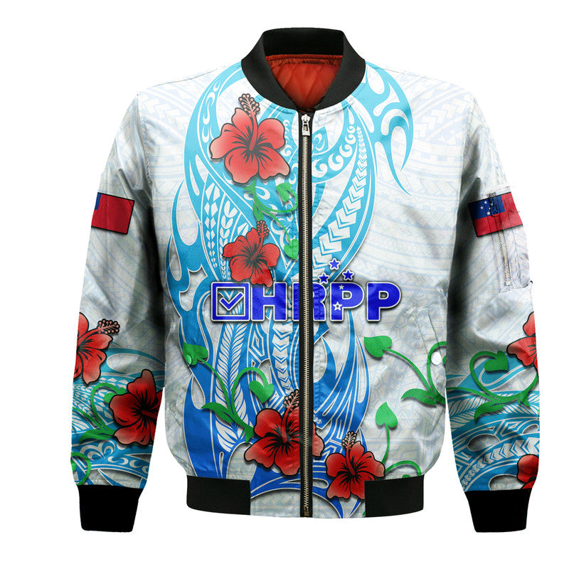 Special Samoa HRPP Party Bomber Jacket Tribal Samoan Hibiscus Design