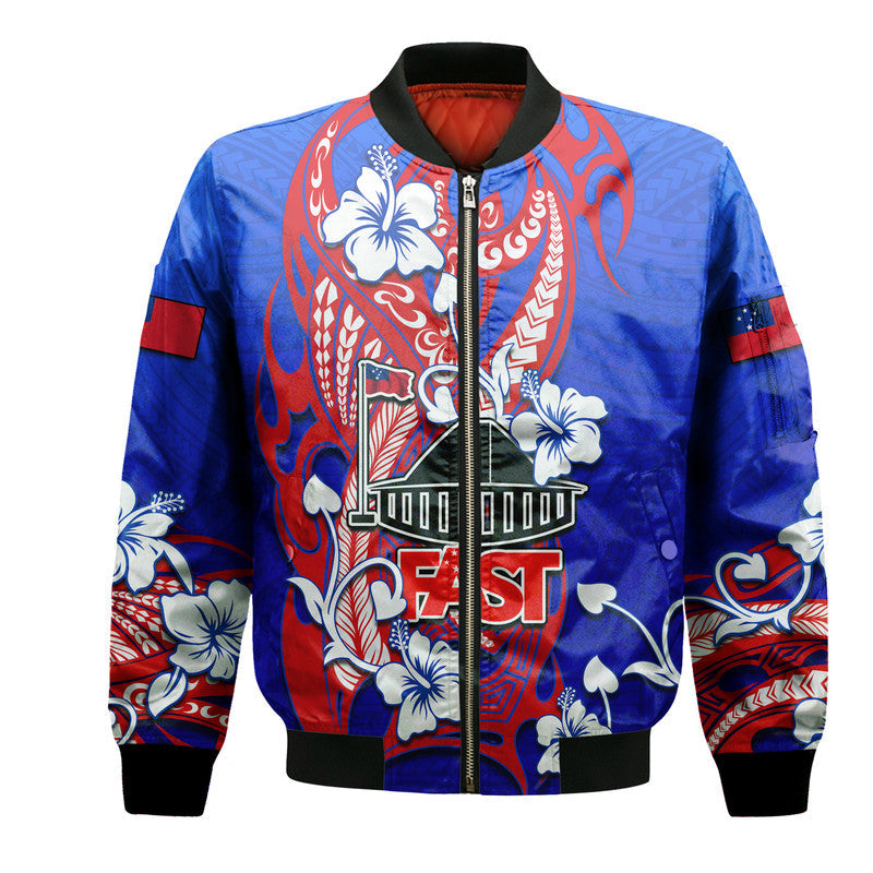 Special Samoa FAST Party Bomber Jacket Tribal Samoan Hibiscus Design