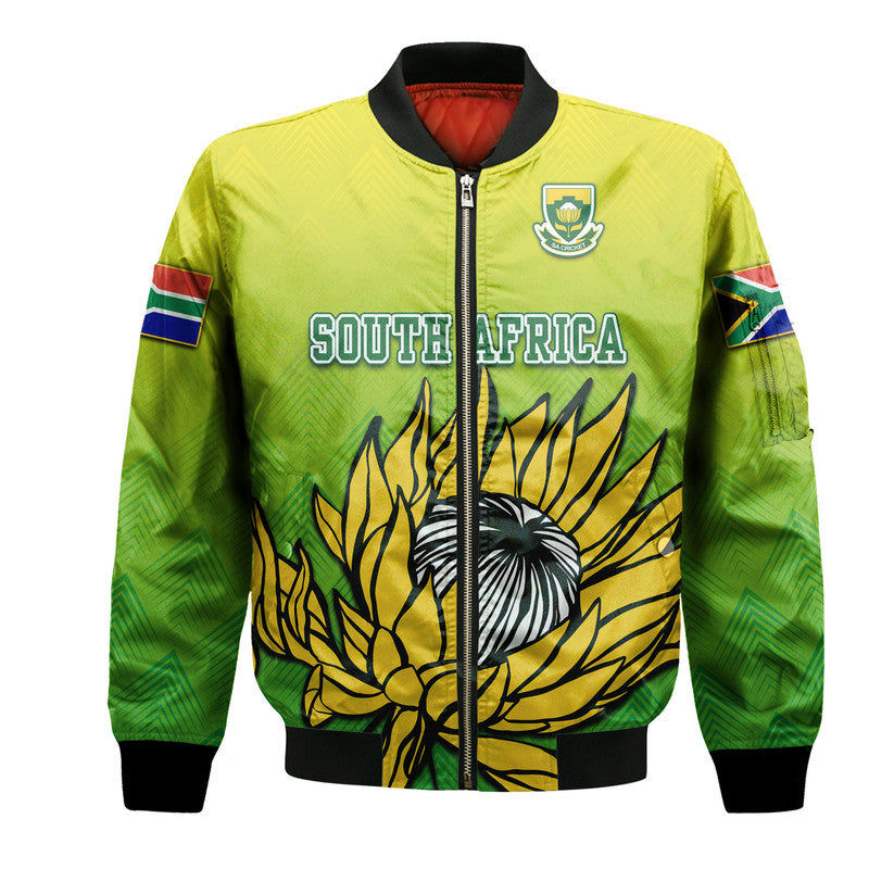(Custom Personalised) South Africa National Cricket Team Bomber Jacket Proteas Sports Yellow Style