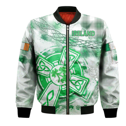 Ireland Cross Cricket Team Bomber Jacket Celtic Irish Green Pattern Unique