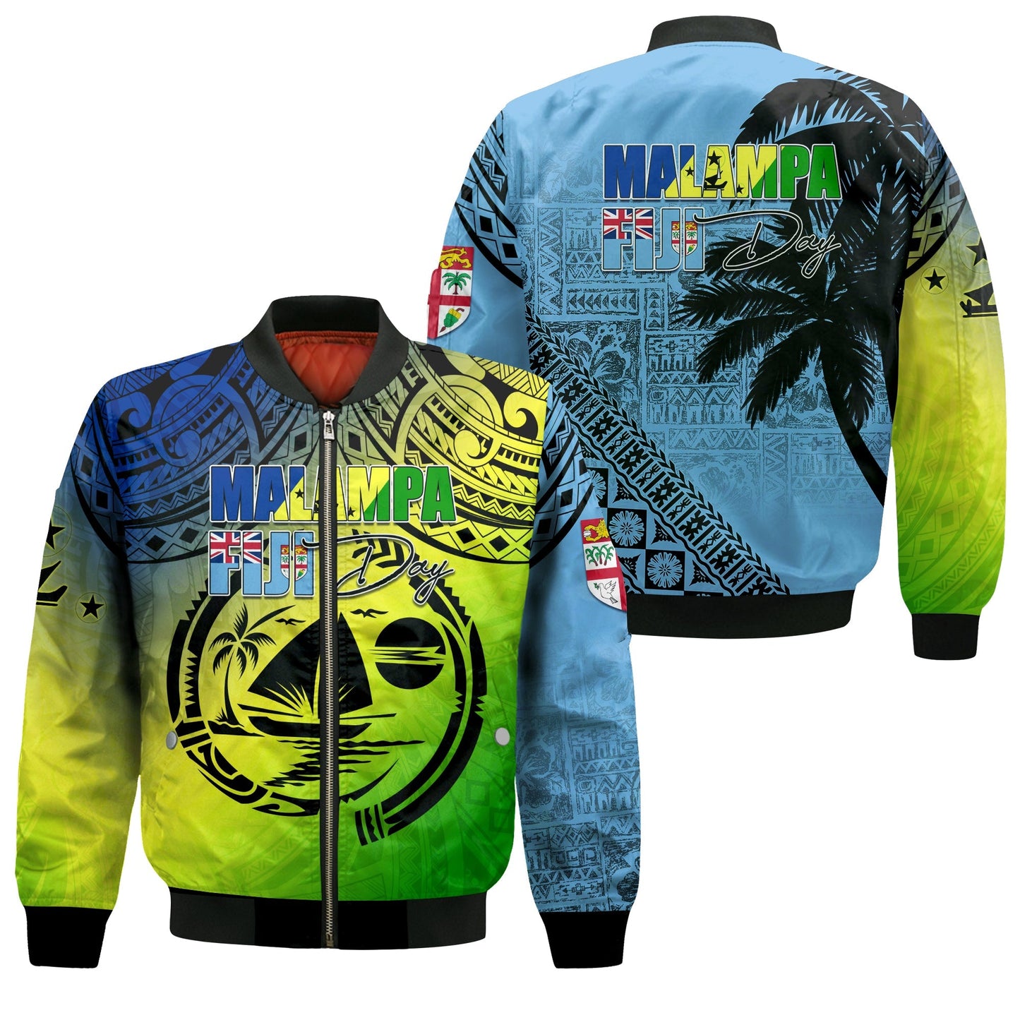 Malampa Fiji Day Bomber Jacket Flags Mix Style