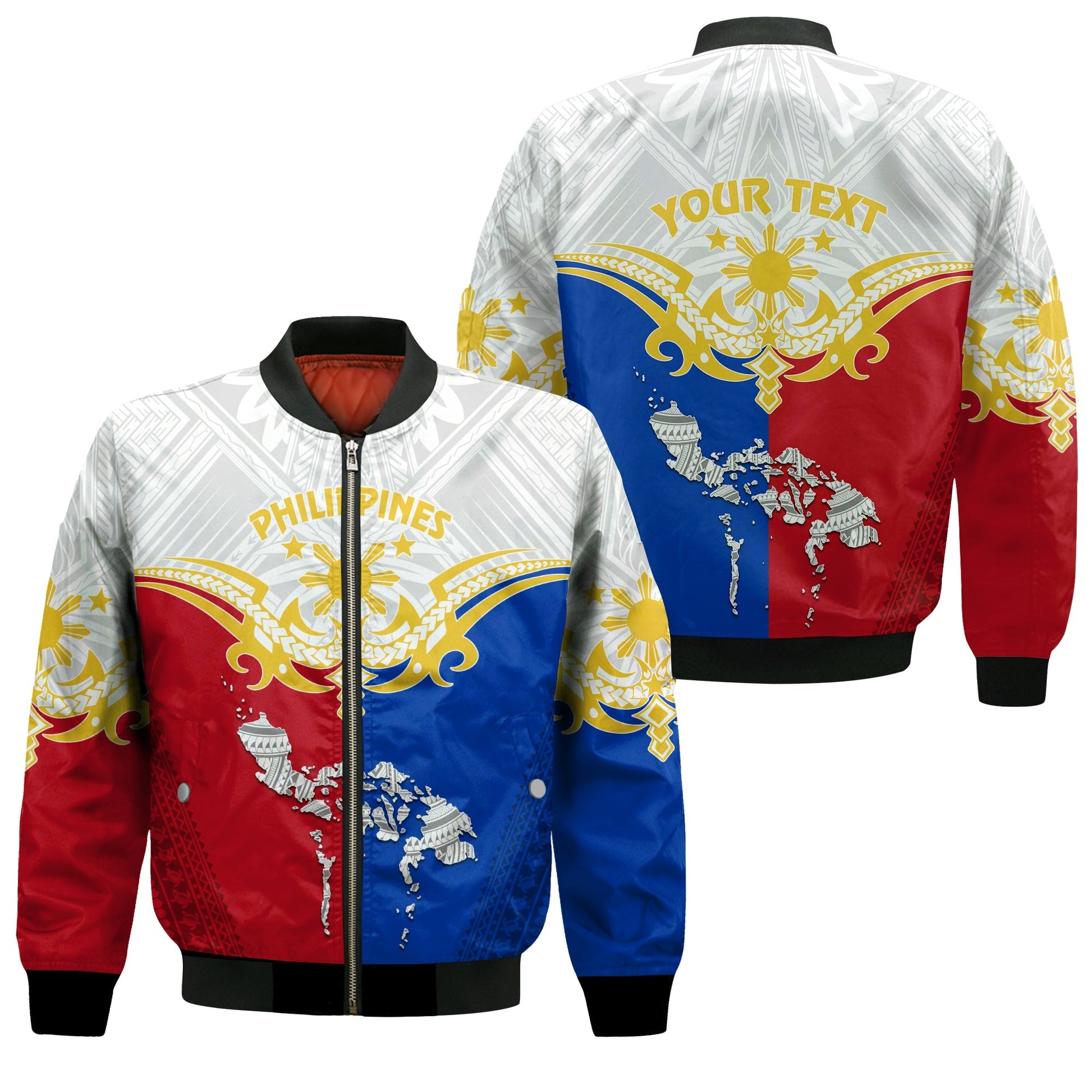 Personalised Philippines Bomber Jacket Tribal Mix Style