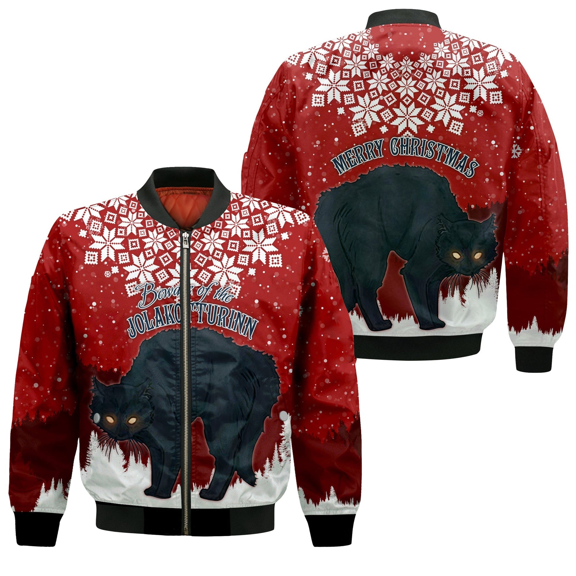 Iceland Christmas Bomber Jacket Beware Jolakotturinn