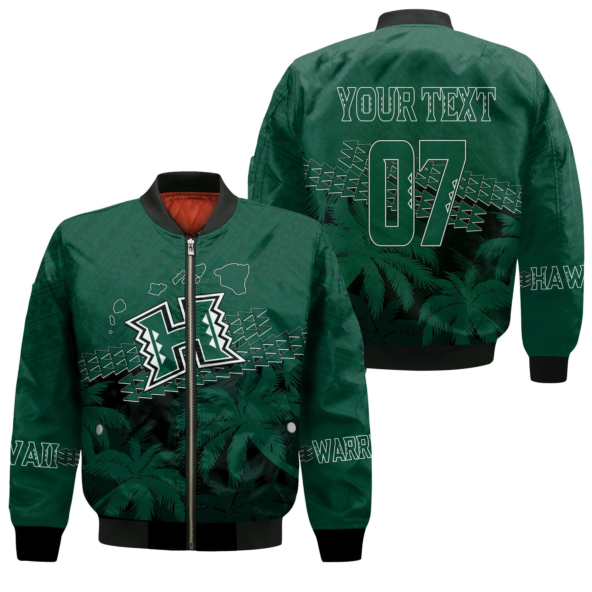 Personalised Hawaii Rainbow Warriors Bomber Jacket Laau Pama