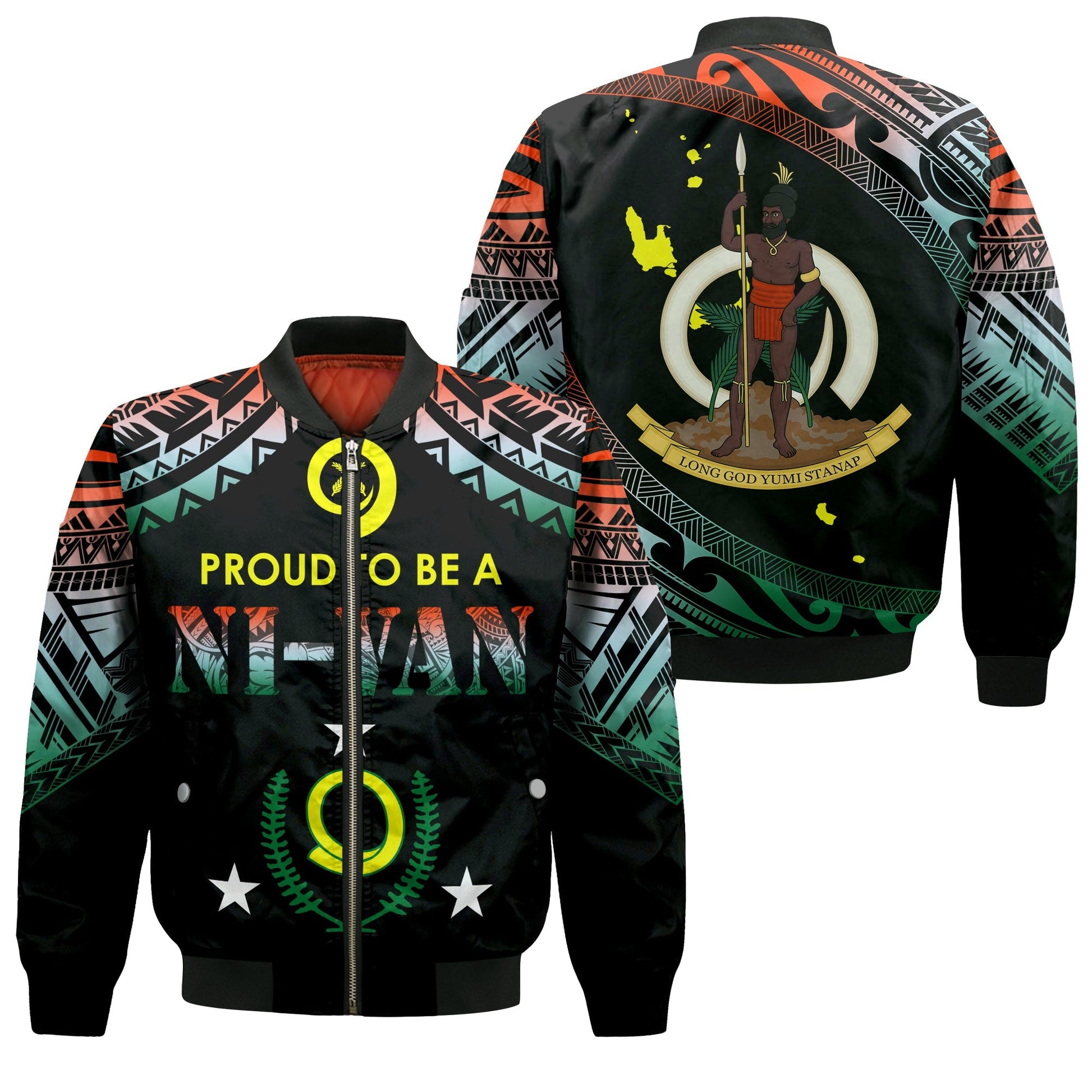 Vanuatu Proud To Be A Ni Van Polynesian Pattern Bomber Jacket Penama Province