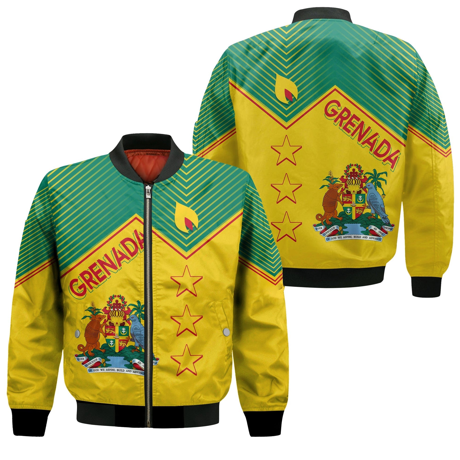 Grenada Independence Day Bomber Jacket Geometric Style