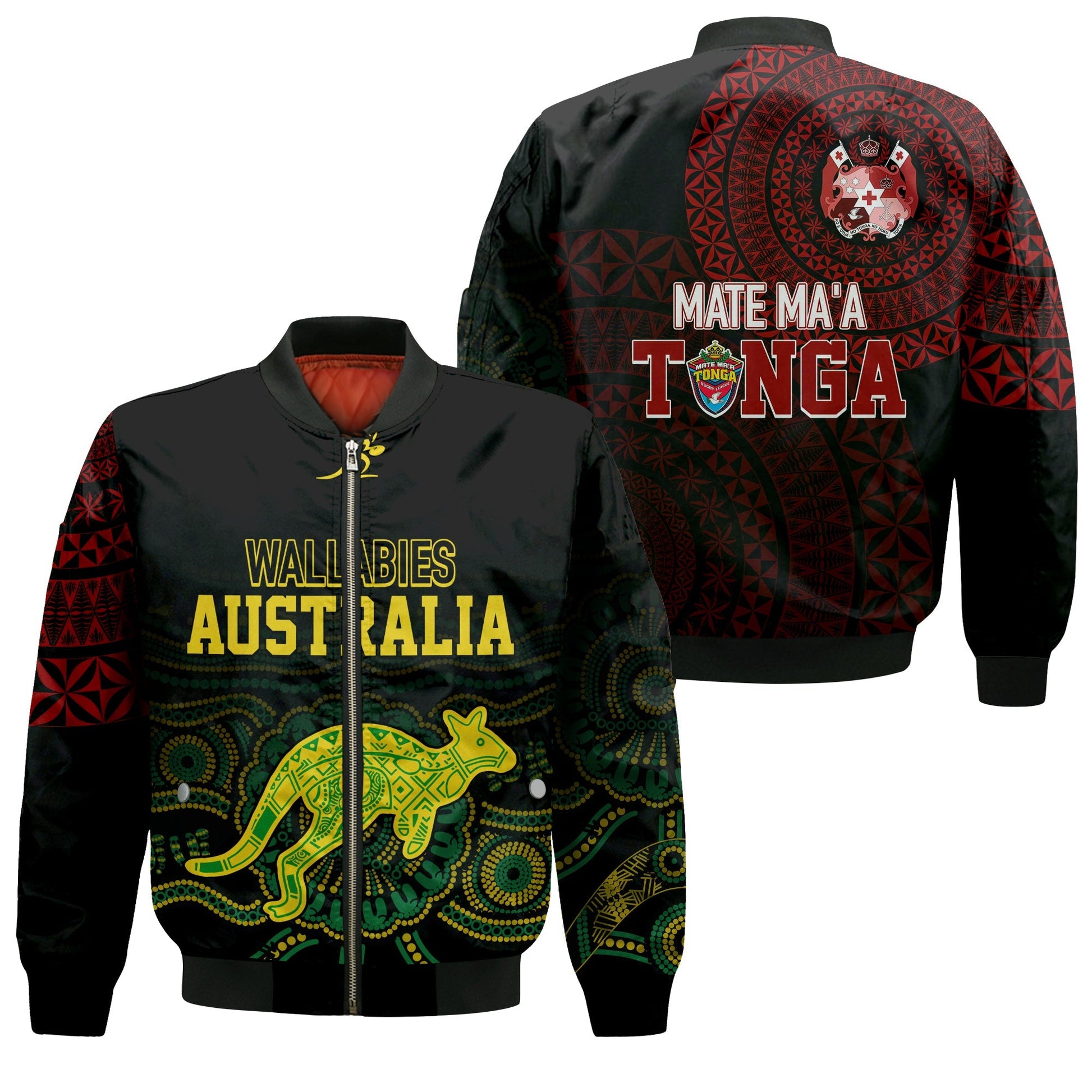 Aussie Wallabies Mix Mate Maa Tonga Bomber Jacket Ver 02
