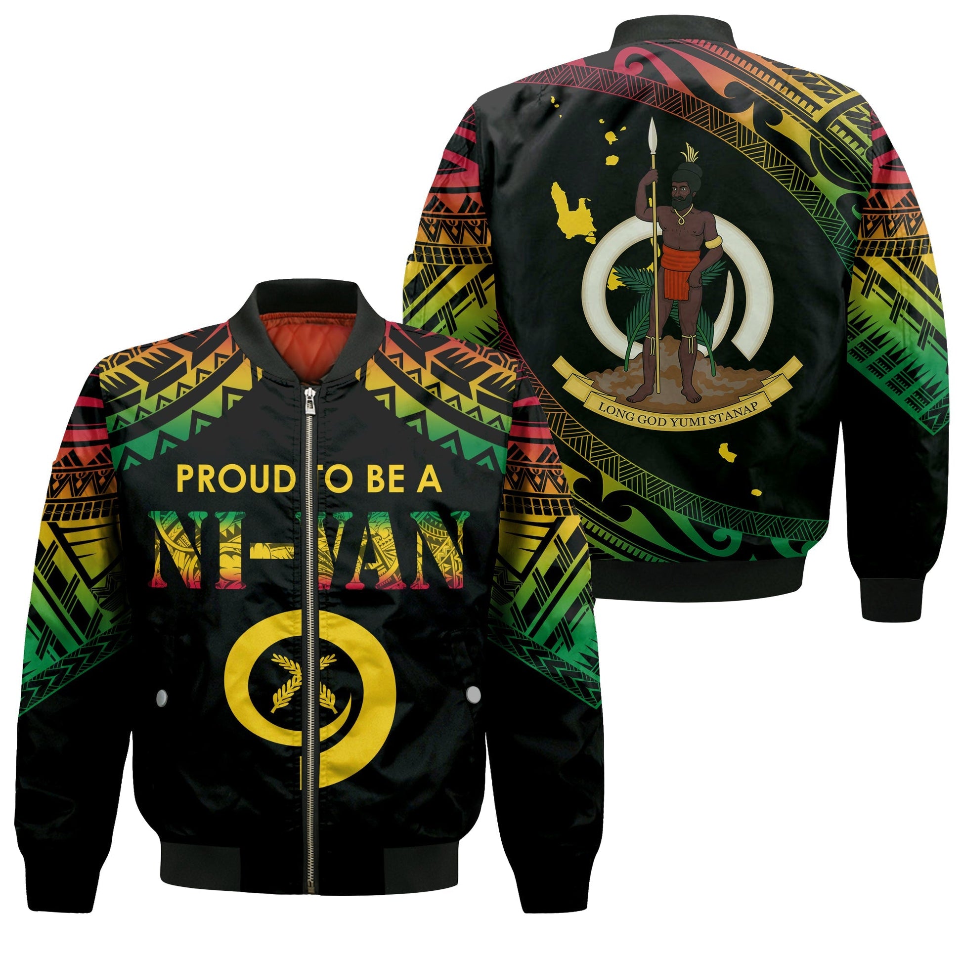 Vanuatu Proud To Be A Ni Van Polynesian Pattern Bomber Jacket
