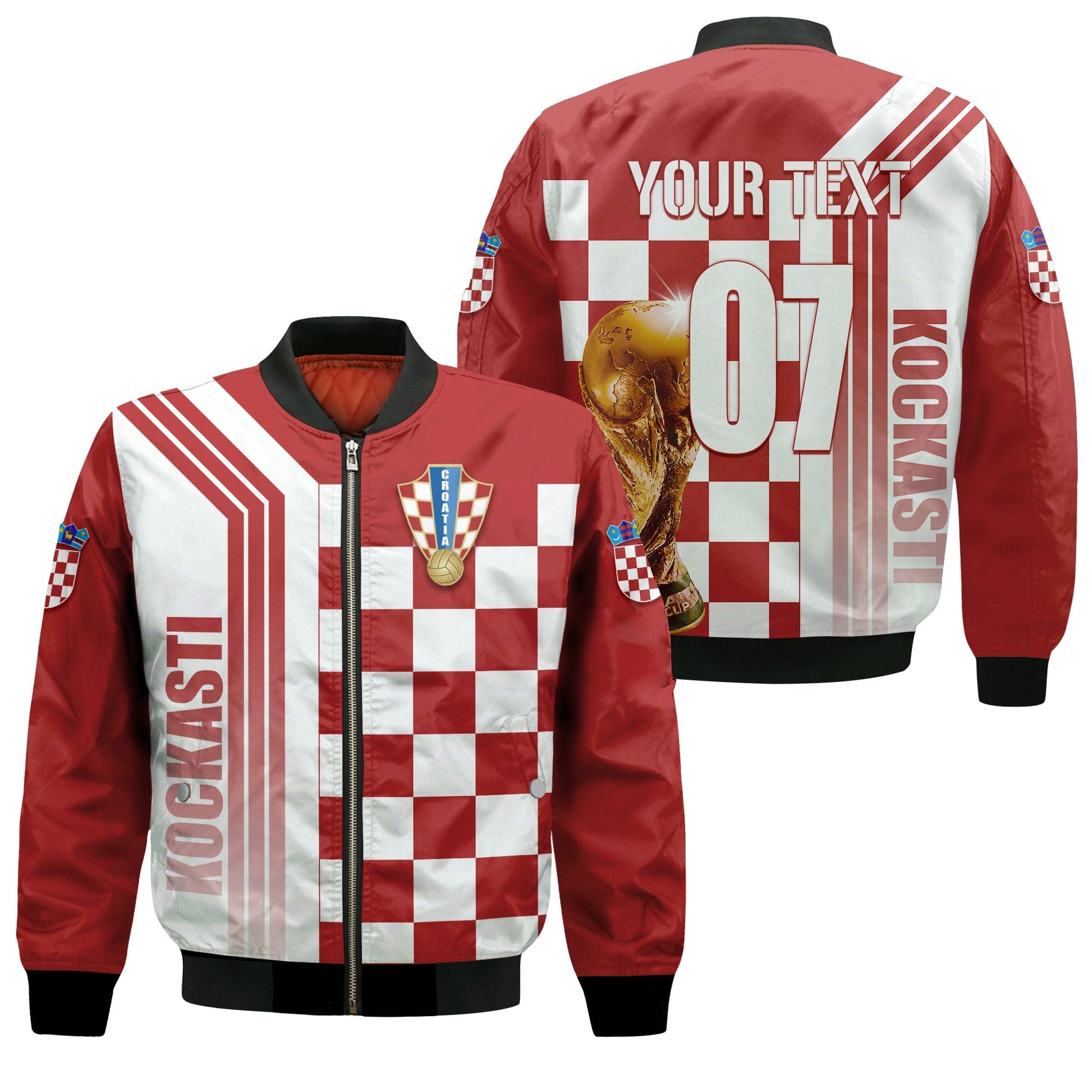 Personalised Croatia World Cup 2022 Bomber Jacket Kockasti