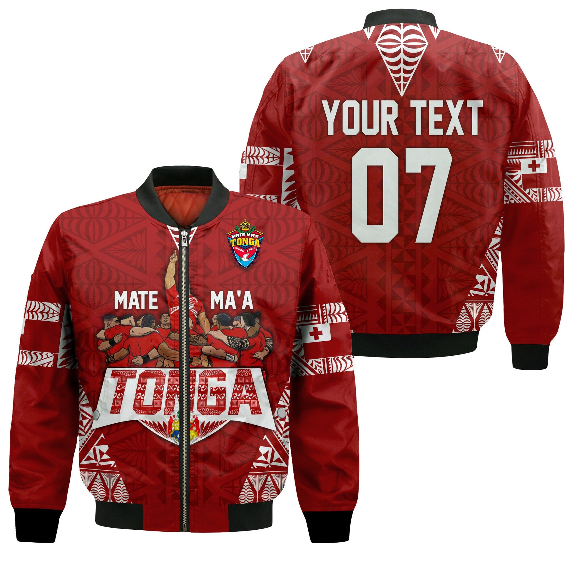 Personalised Tonga Rugby Bomber Jacket Mate Ma'a Tonga Warriors