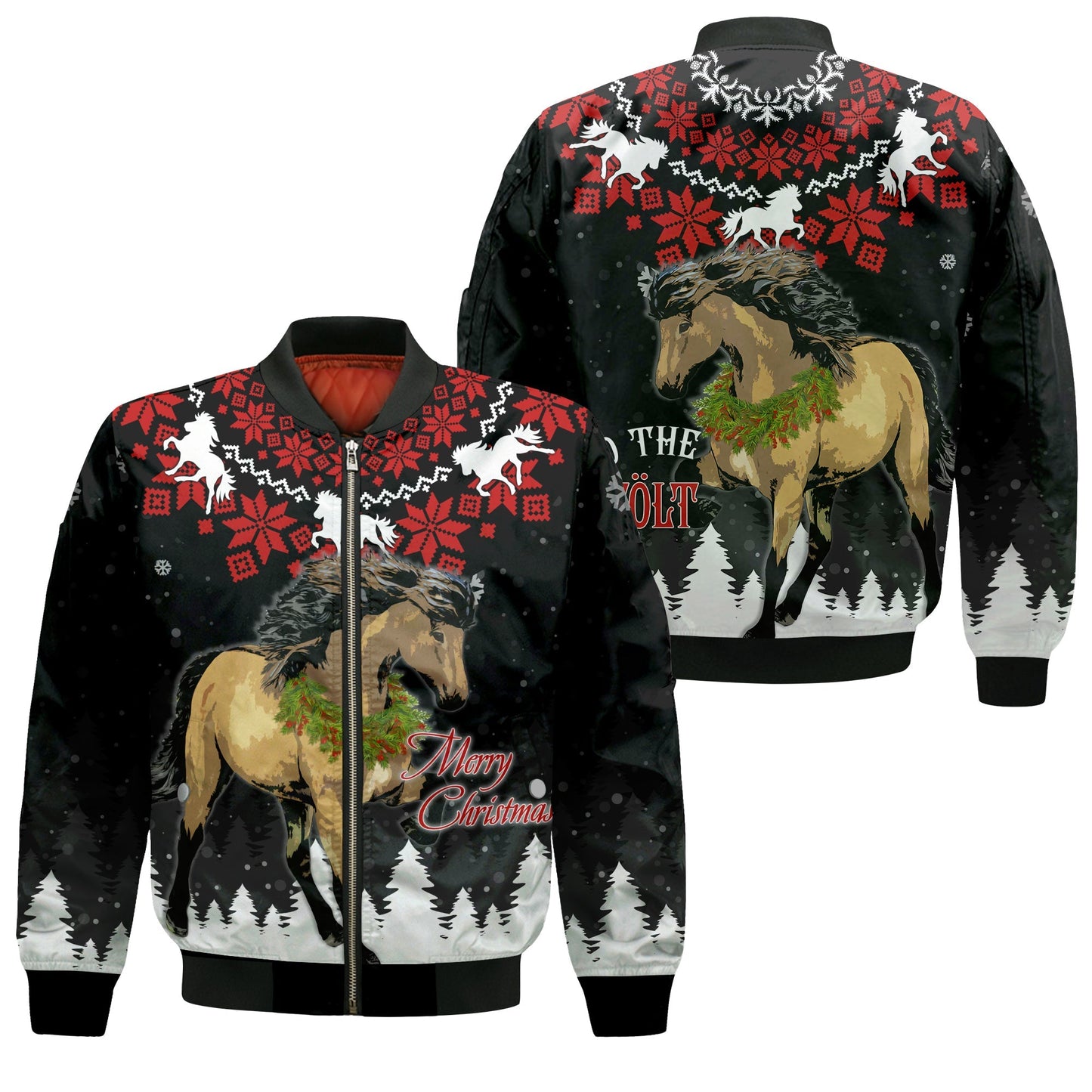 Iceland Christmas Bomber Jacket Icelandic Horse - Do The Tolt