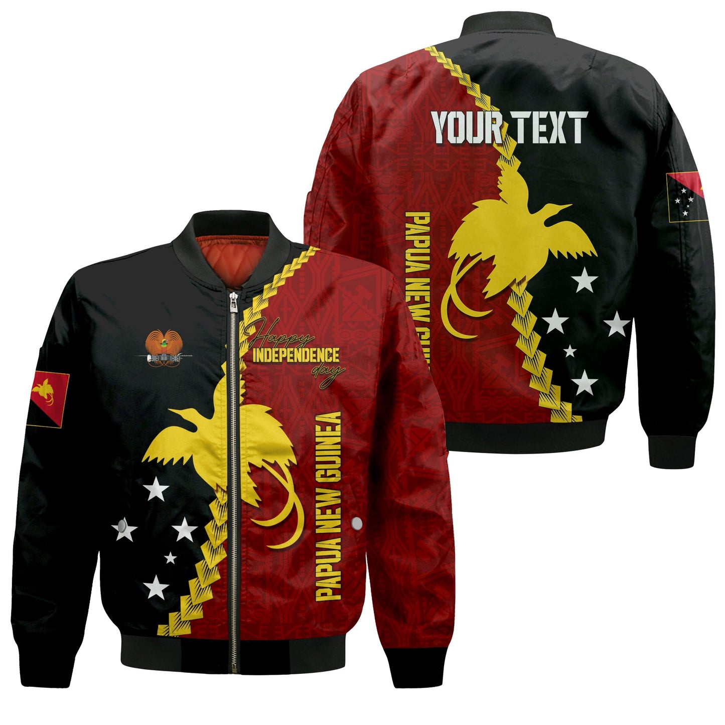 Personalised Papua New Guinea Bomber Jacket 47th Independence Anniversary Motu Revareva
