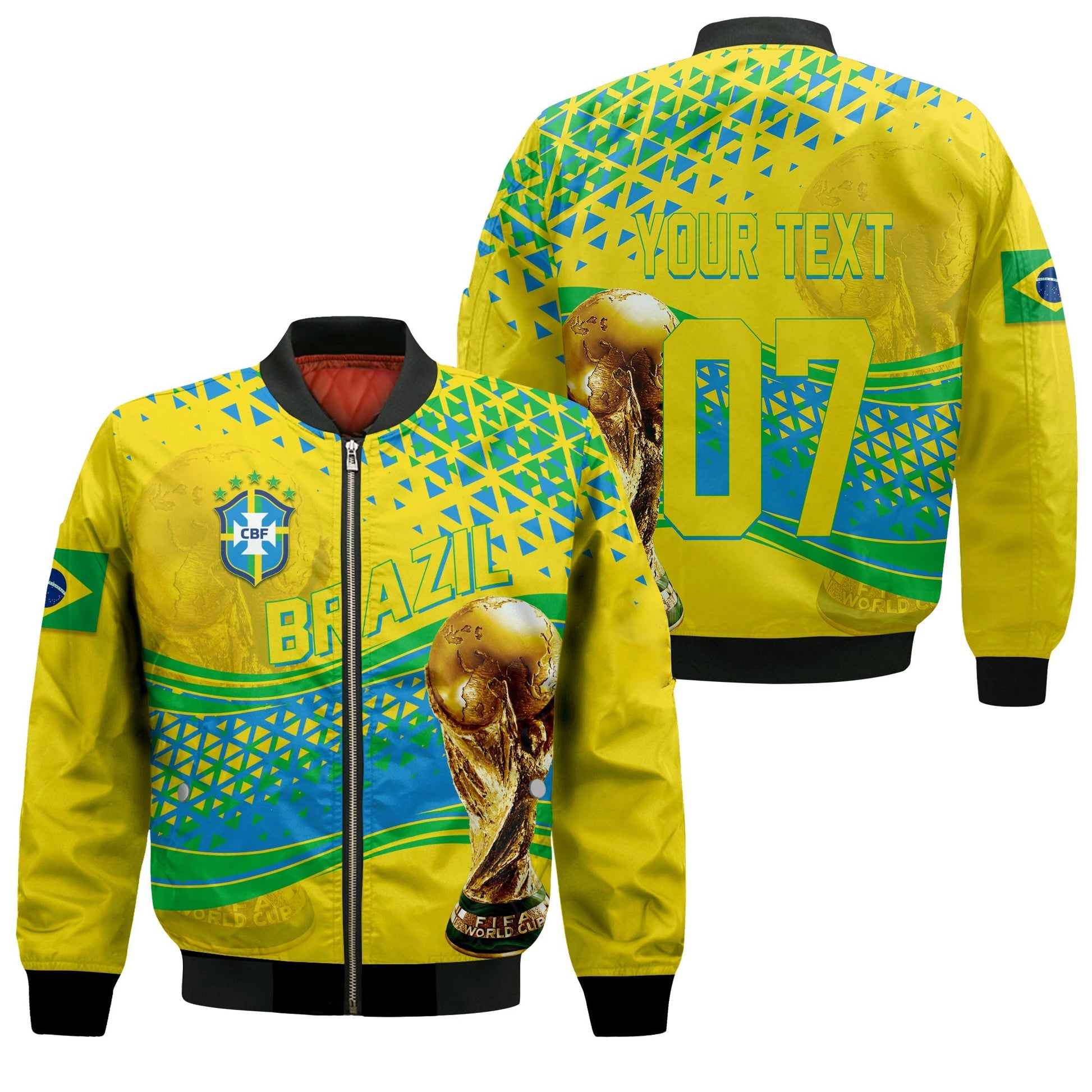 Personalised Brazil Bomber Jacket World Cup 2022 - Champions
