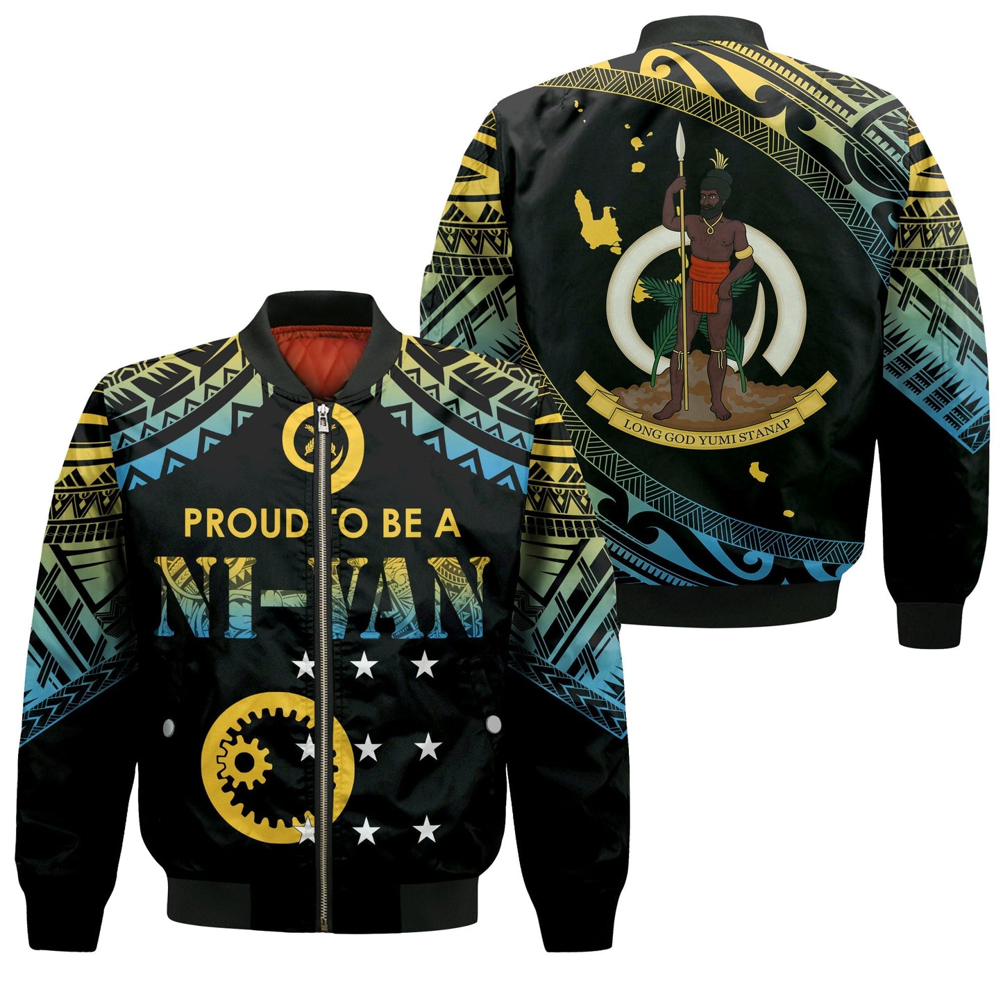Vanuatu Proud To Be A Ni Van Polynesian Pattern Bomber Jacket Sanma Province