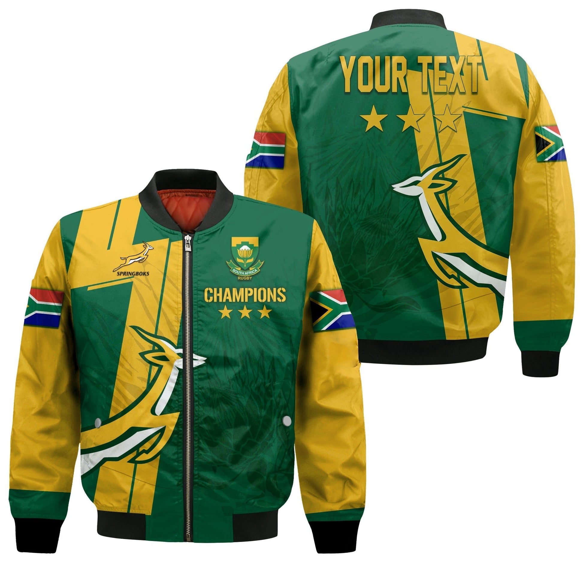Personalised South Africa Bomber Jacket Rugby 7s 2022 Champion Springboks
