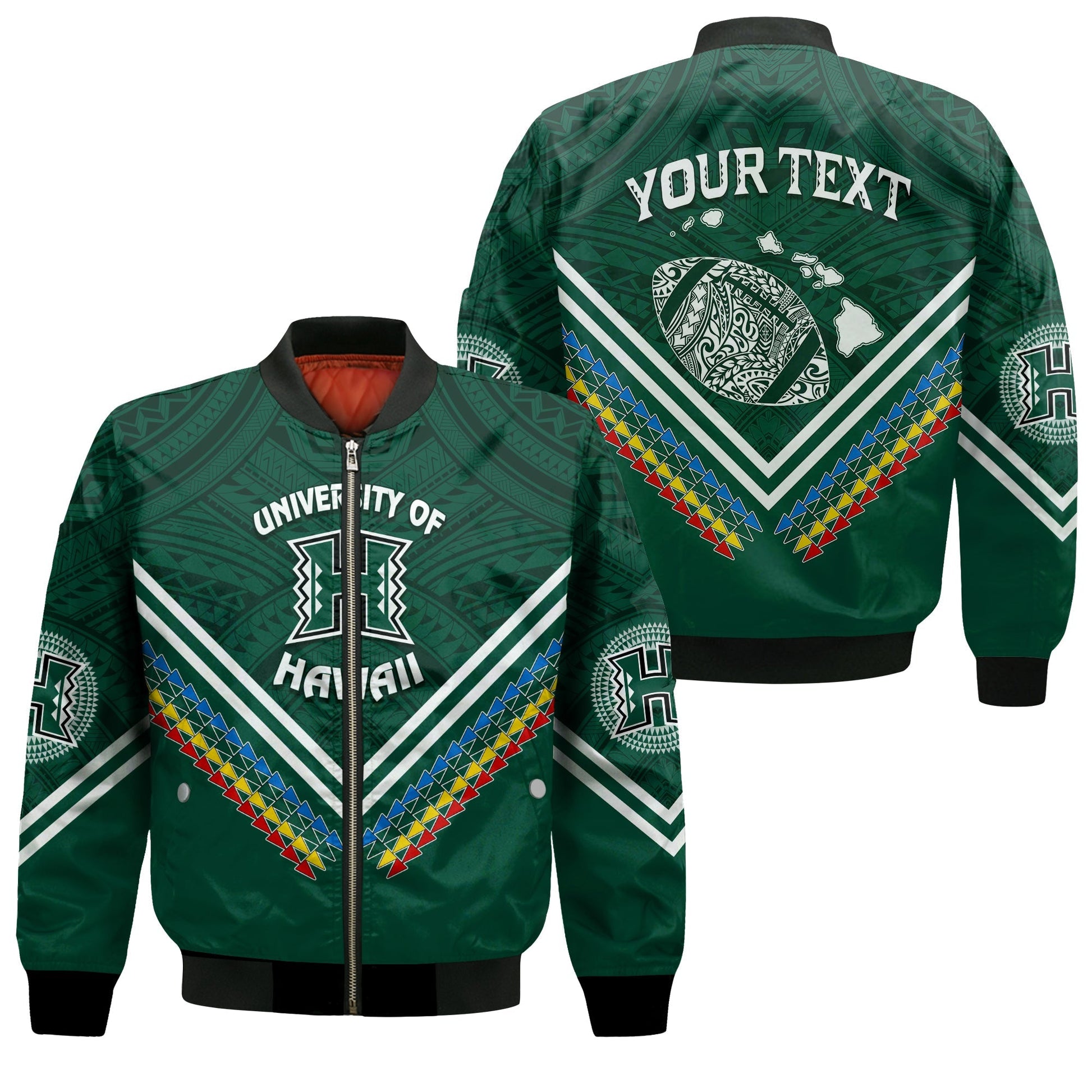 Personalised Hawaii Rainbow Warriors Bomber Jacket Simple Style