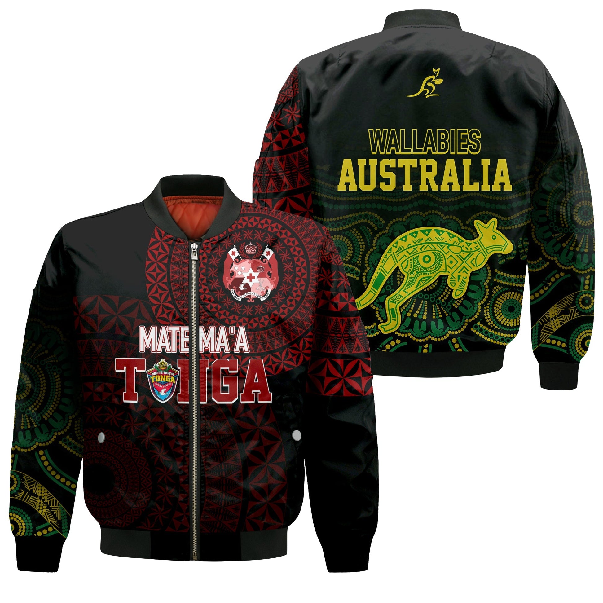 Aussie Wallabies Mix Mate Maa Tonga Bomber Jacket Ver 01