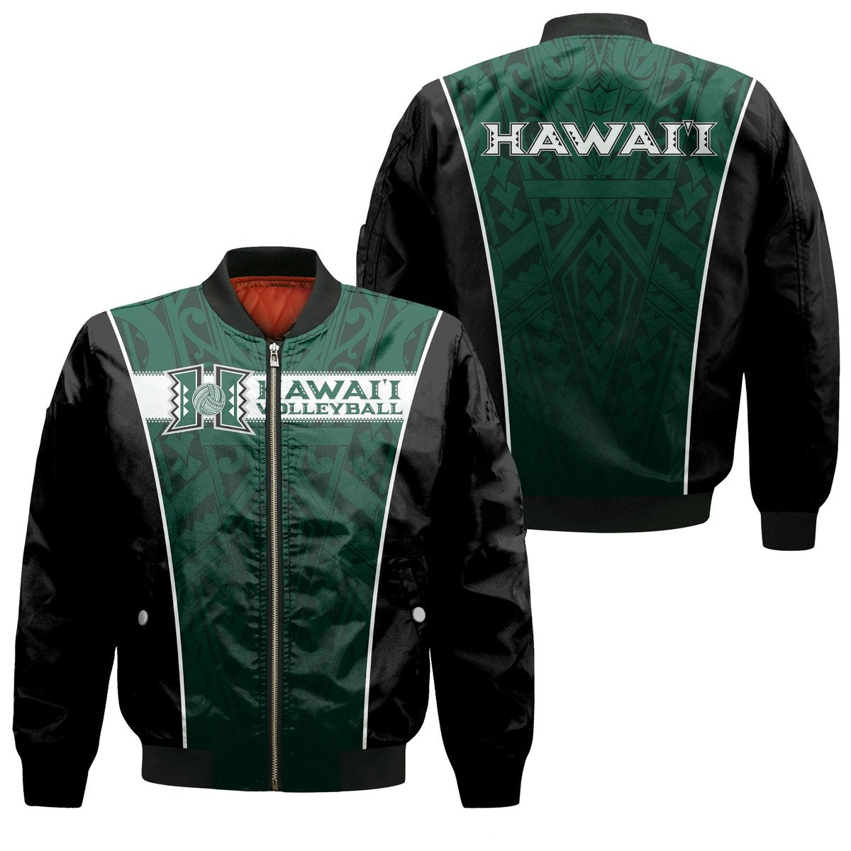 Hawaii Volleyball Green Warrior Bomber Jacket
