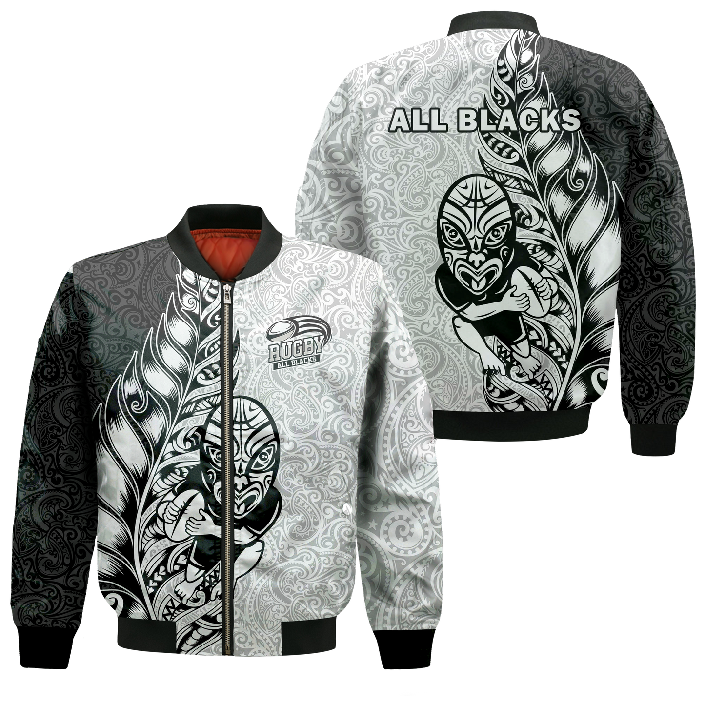 New Zealand Maori All Black Rugby Bomber Jacket
