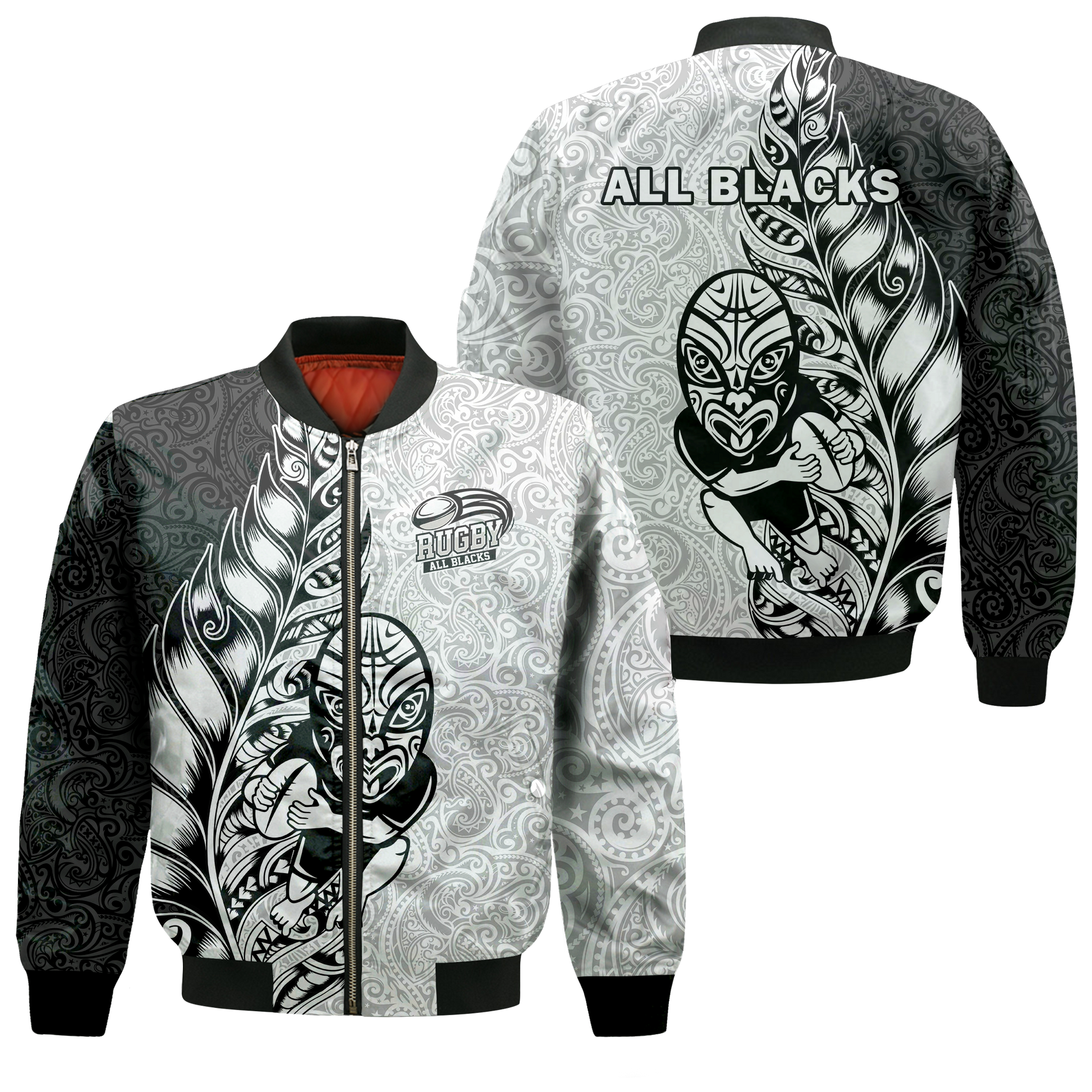 New Zealand Maori All Black Rugby Bomber Jacket