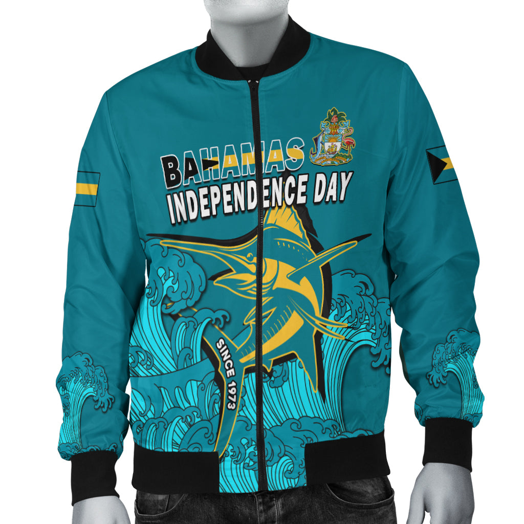 (Custom Personalised) Bahamas Independence Day Bomber Jacket Blue Marlin Since 1973 Style