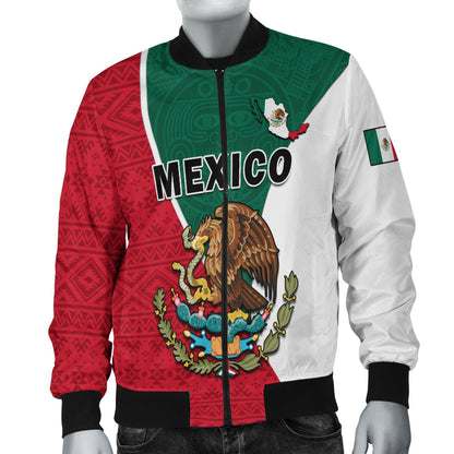 (Custom Text and Number) Mexico Bomber Jacket Mexican Aztec Pattern