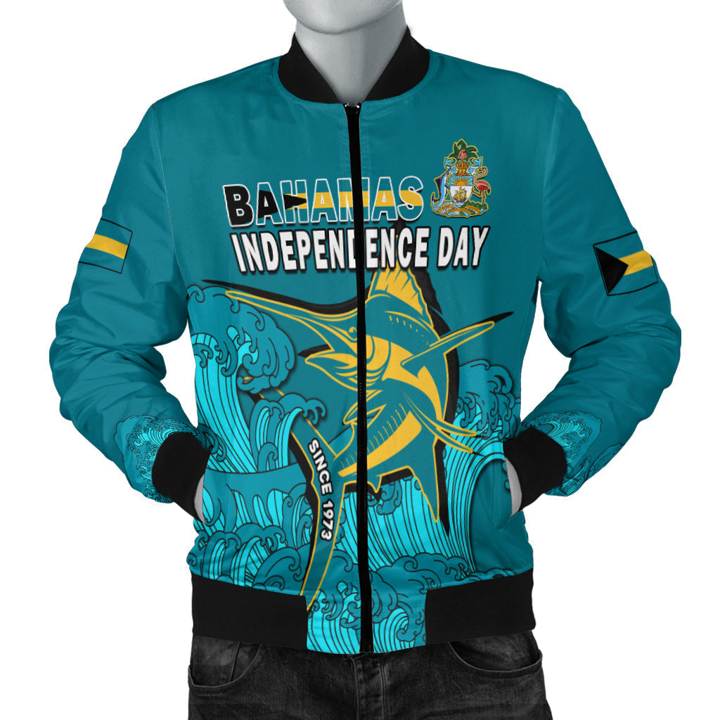 (Custom Personalised) Bahamas Independence Day Bomber Jacket Blue Marlin Since 1973 Style