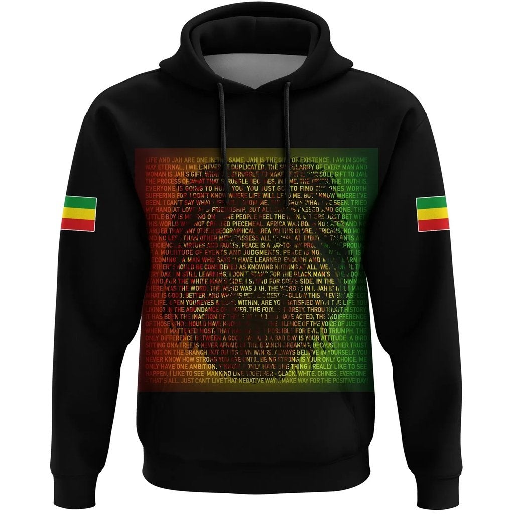 Ethiopia Hoodie Reggae And Rastafarian Quotes Black Lt10