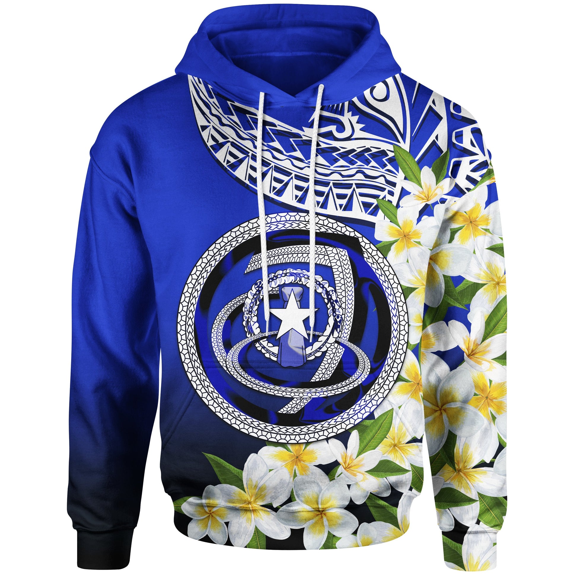 Northern Mariana Islands Hoodie Polynesian Plumeria Pattern