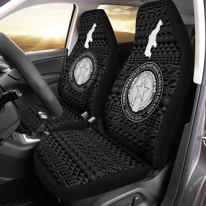 Northern Mariana Islands Car Seat Cover Saipan Seal Map Black