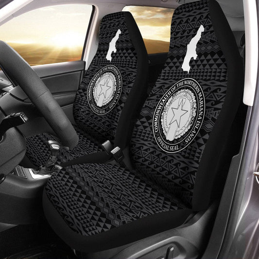 Northern Mariana Islands Car Seat Cover Saipan Seal Map Black