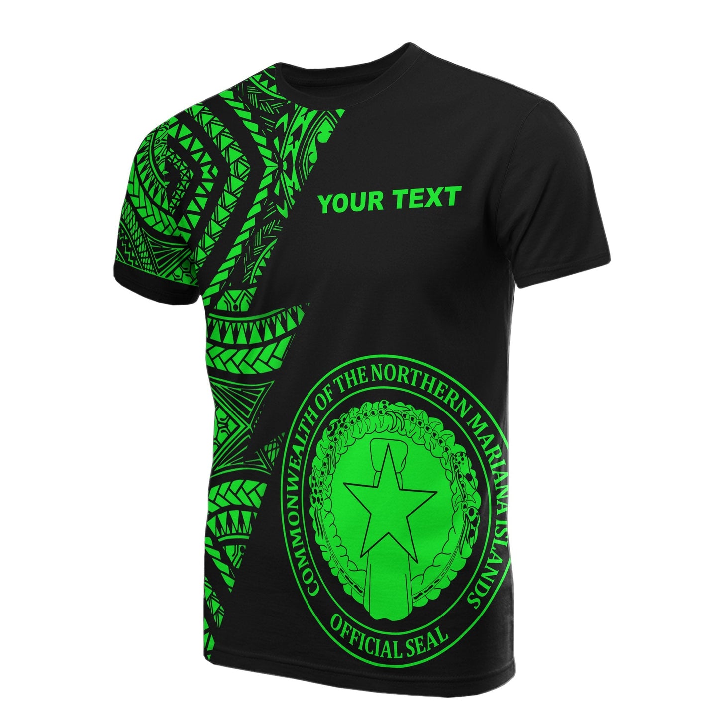 Northern Mariana Islands Custom Personalised T Shirt Micronesian Pattern Green Style
