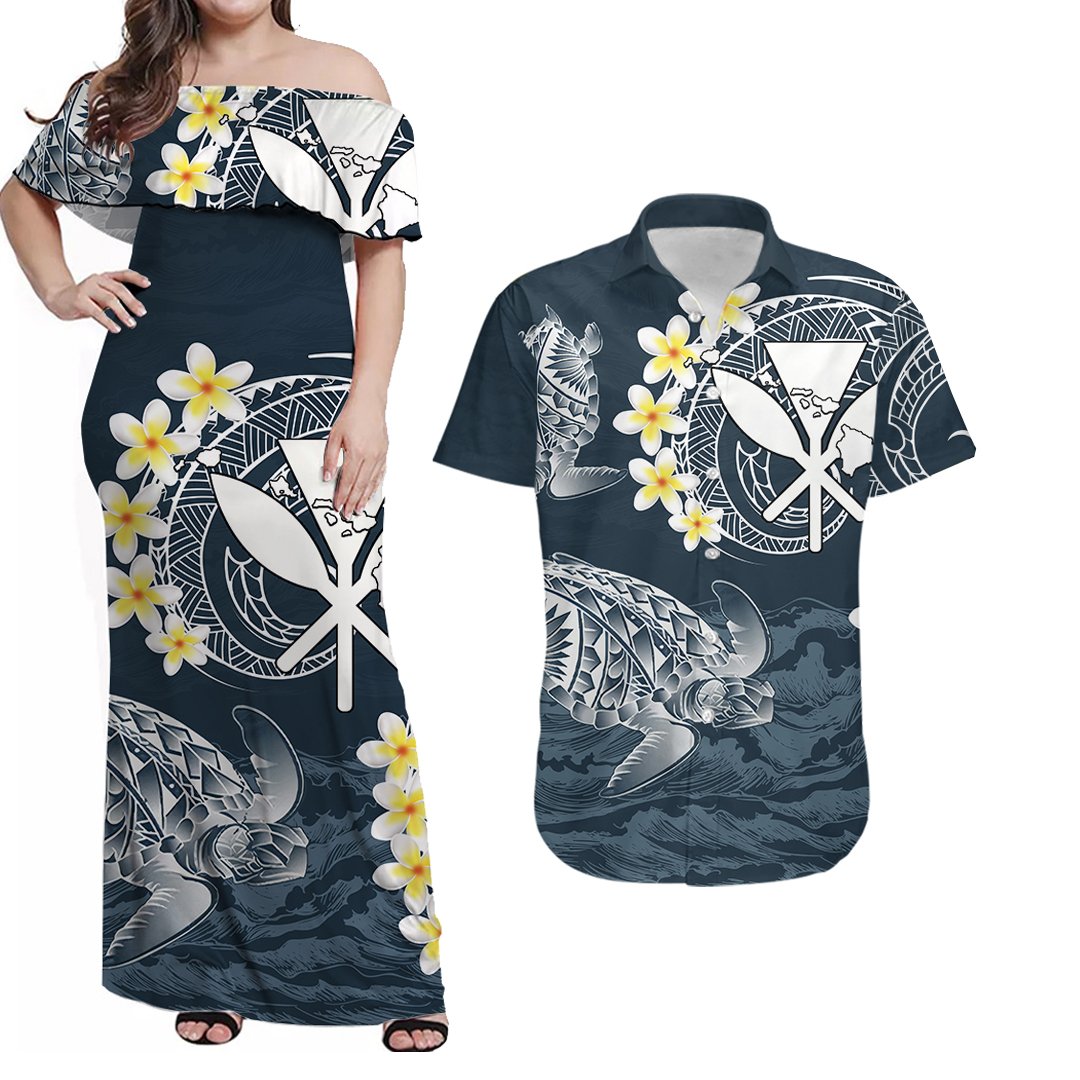 Matching Clothes For Couples Polynesian Hawaiian Kanaka Maoli Combo Dress And Shirt No.5