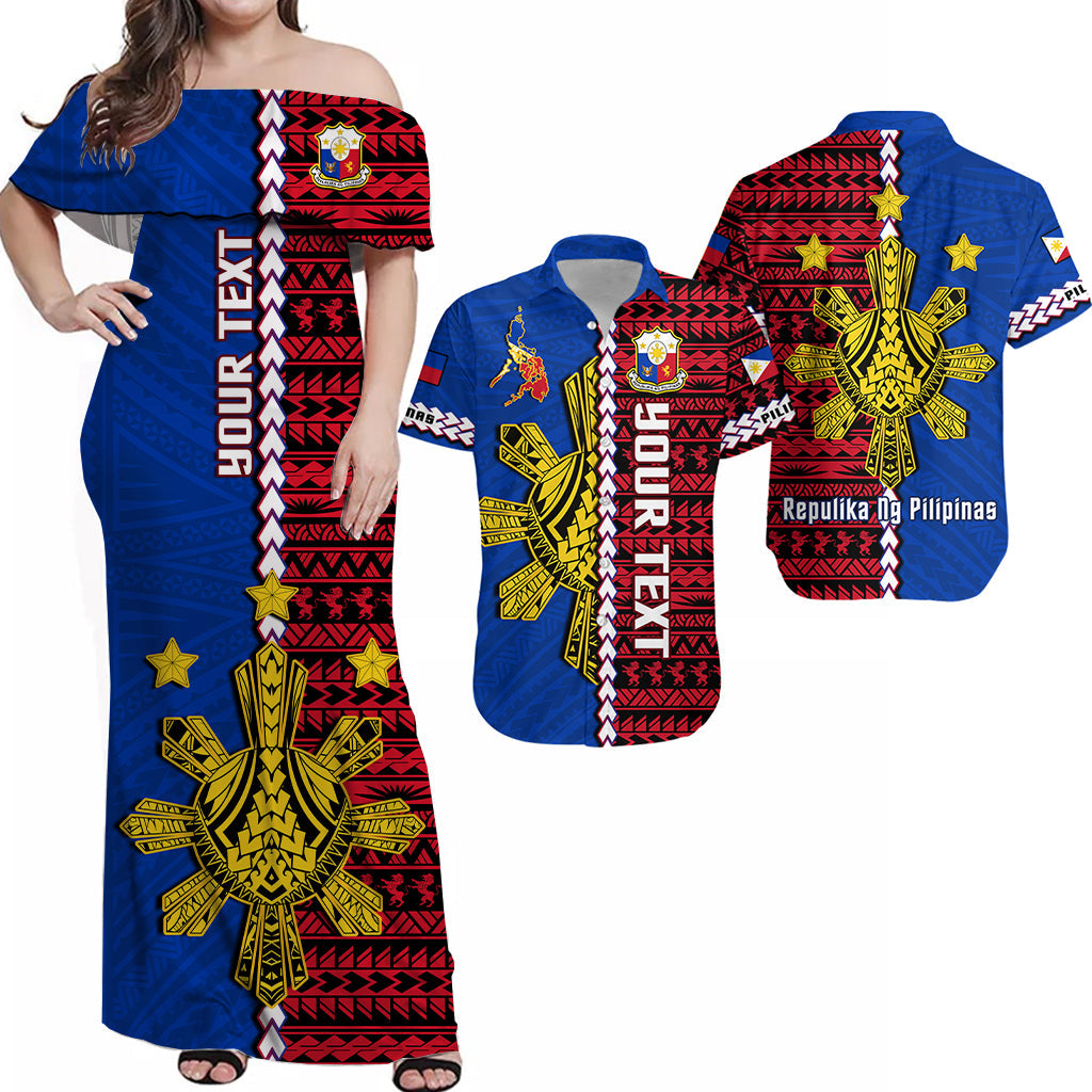 (Custom Personalised) Matching Outfits For Couples Philippines Combo Dress And Shirt Pilipinas Sun Mix Polynesian Pattern
