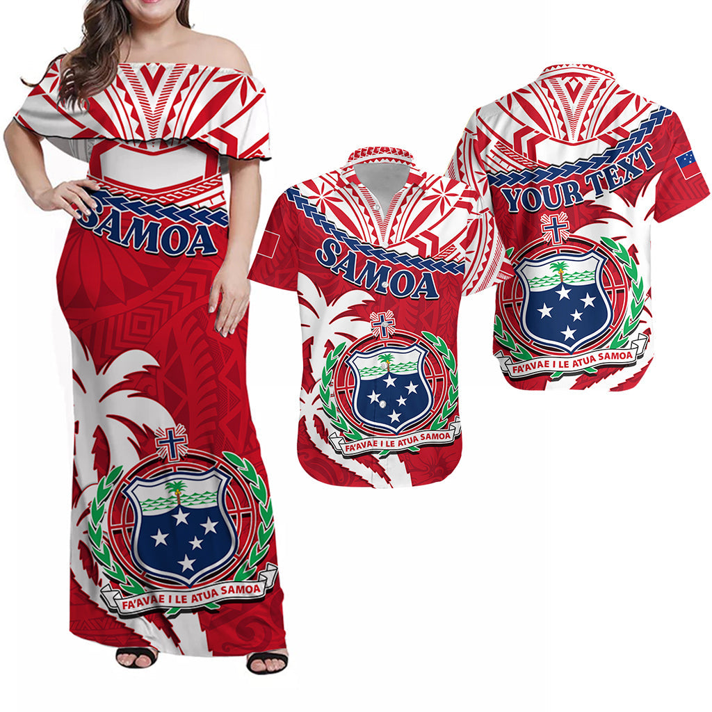 (Custom Personalised) Matching Outfits For Couples Samoa Combo Dress And Shirt Samoan Coat Of Arms With Coconut Red Style