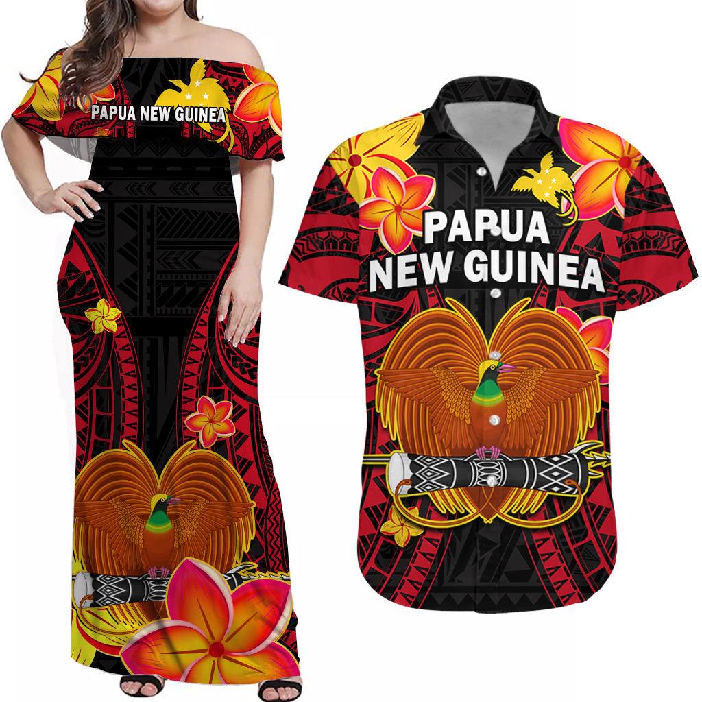 (Custom Personalised) Matching Outfits For Couples Papua New Guinea Combo Dress And Hawaiian Shirt PNG Bird Of Paradise Polynesian Pattern