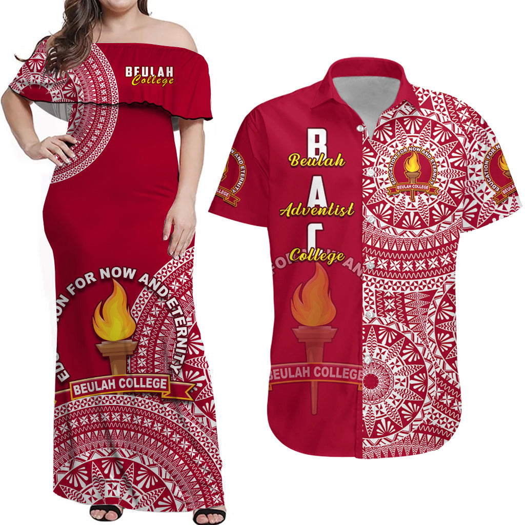(Custom Personalised) Beulah Tonga College Matching Outfit For Couple Combo Dress And Hawaiian Shirt Tongan Ngatu Pattern