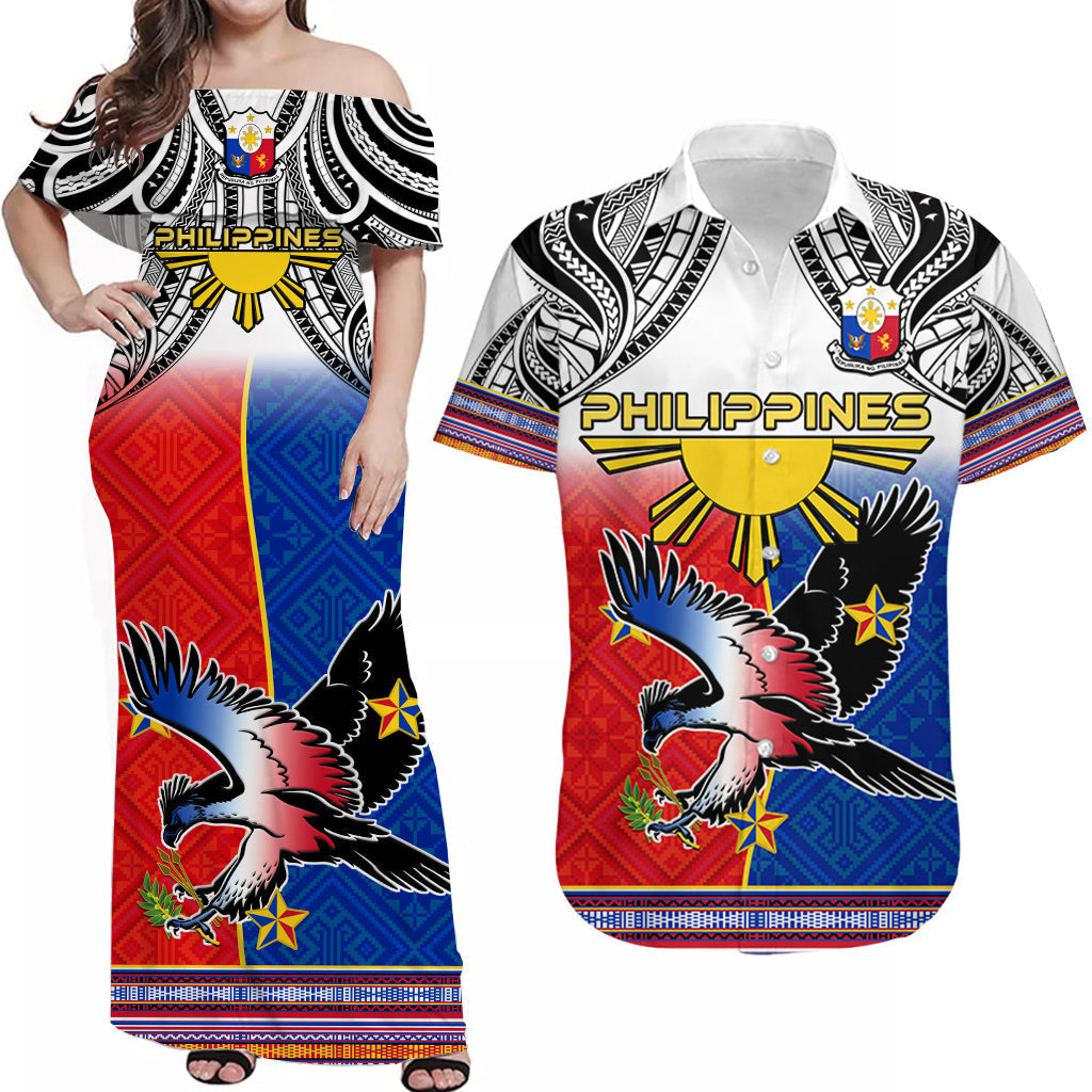 Custom Personalised Matching Outfits For Couples Philippines Combo Dress And Hawaiian Shirt Polynesian Filipino Pattern With Eagle