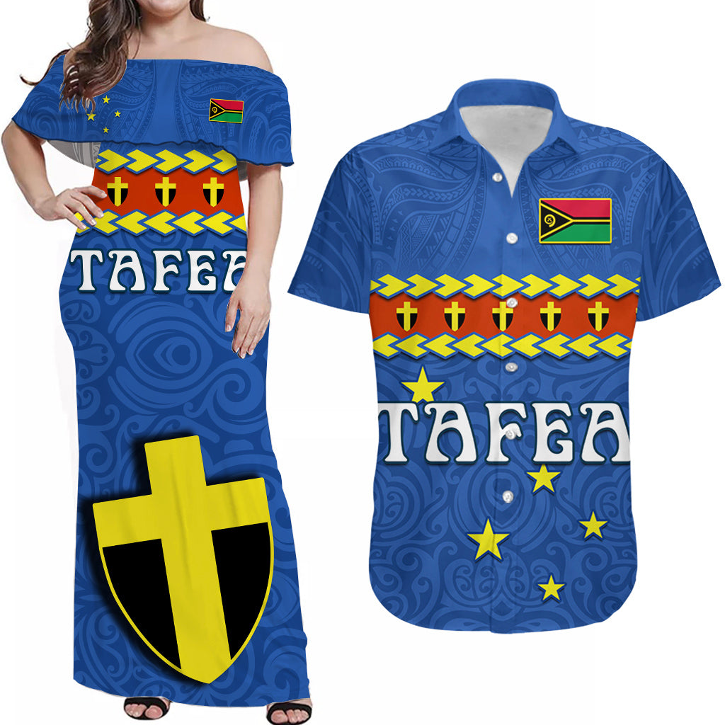 (Custom Personalised) Matching Outfits For Couples Tafea Province Combo Dress And Hawaiian Shirt Vanuatu Pig Tusk Polynesian Flag Style