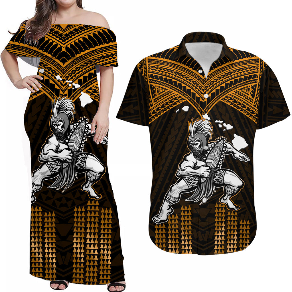 (Custom Personalised) Hawaii Combo Dress And Shirt Hawaiian Warrior With Weapon Polynesian Tribal Ver.07