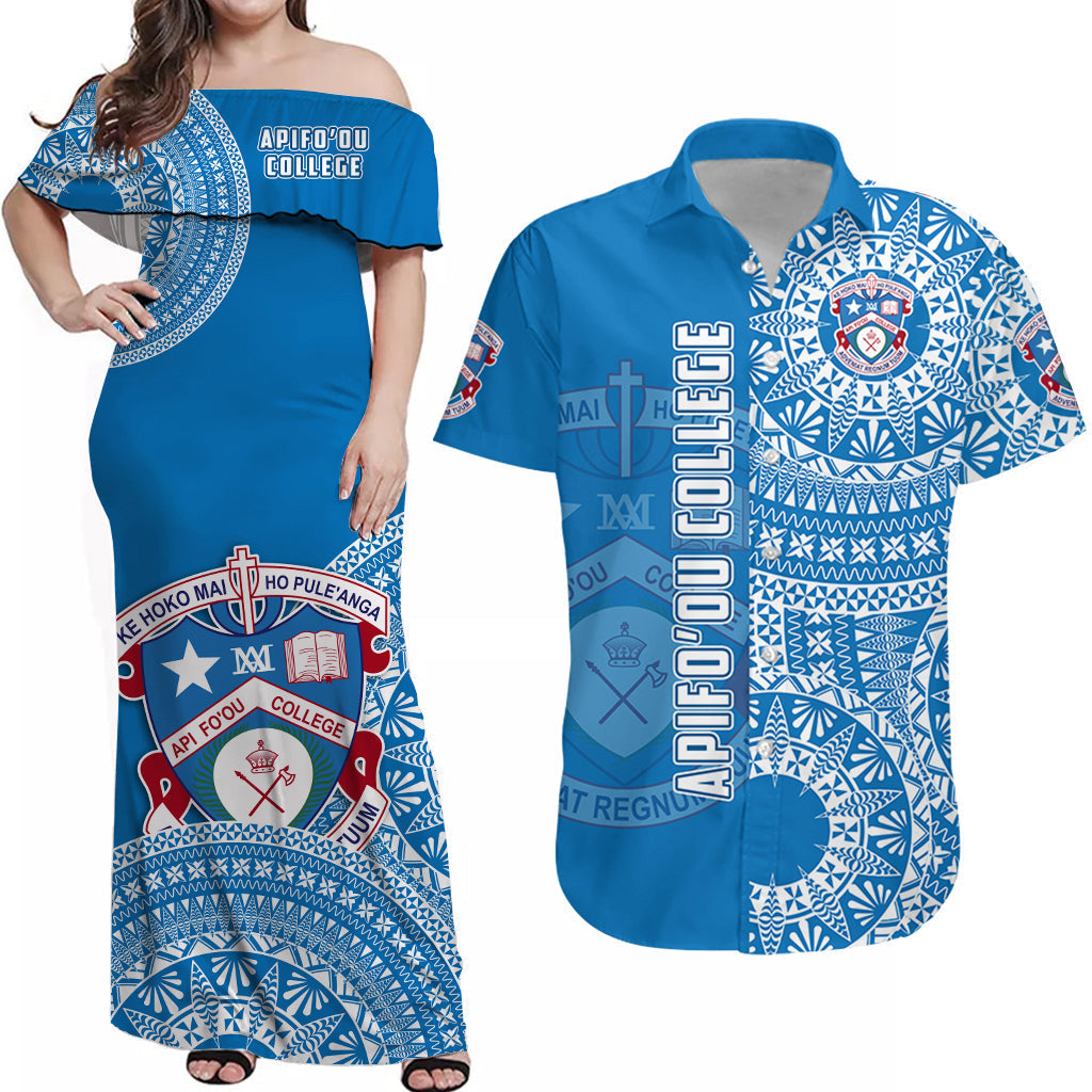 (Custom Personalised) Apifoou Tonga College Matching Outfit For Couple Combo Dress And Hawaiian Shirt Tongan Ngatu Pattern