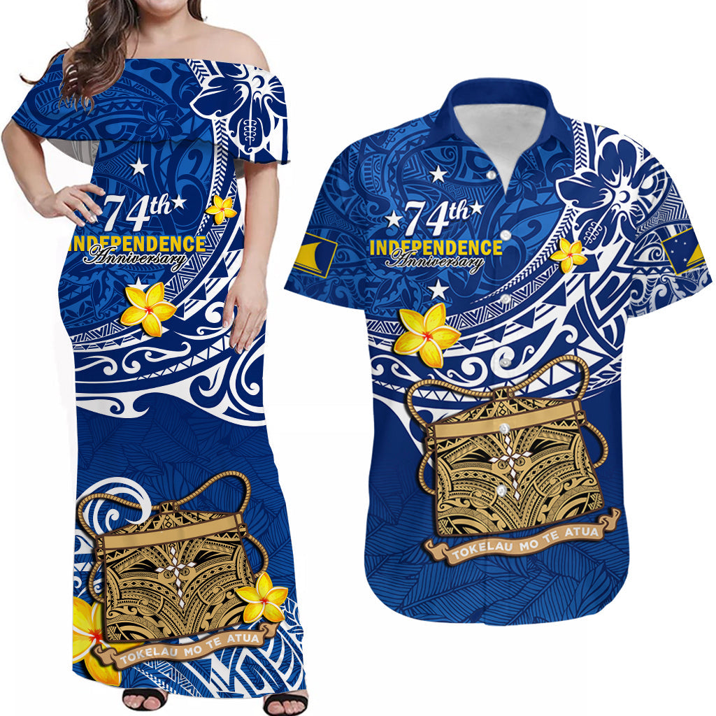 (Custom Personalised) Matching Outfits For Couples Tokelau Dress And Hawaiian Shirt National Badge Polynesian Happy 74th Independence