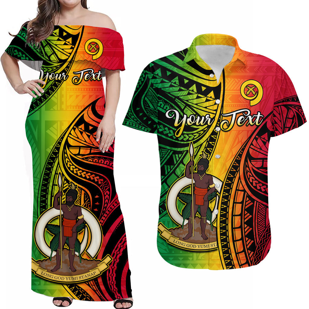 (Custom Personalised) Matching Clothes For Couples Vanuatu Combo Dress And Vanuatuan Shirt Luganville Polynesian Reggae Coat Of Arms