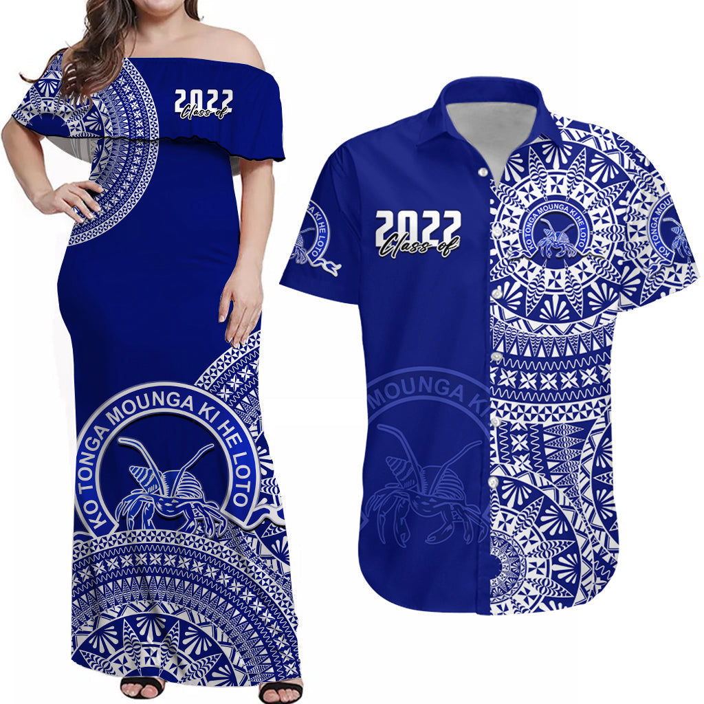 (Custom Text And Number) Matching Outfits For Couples Queen Salote Tonga College Dress And Hawaiian Shirt Class Of Year Tongan Ngatu Pattern