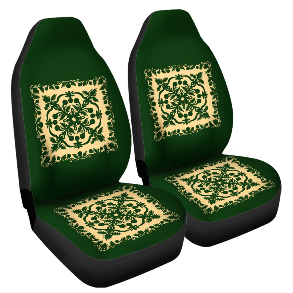 Hawaiian Car Seat Cover Royal Pattern Emerald Green