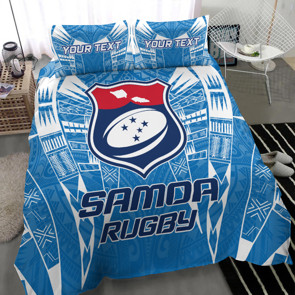(Custom Personalised) Samoa Rugby Toa Samoa Blue Style Bedding Set