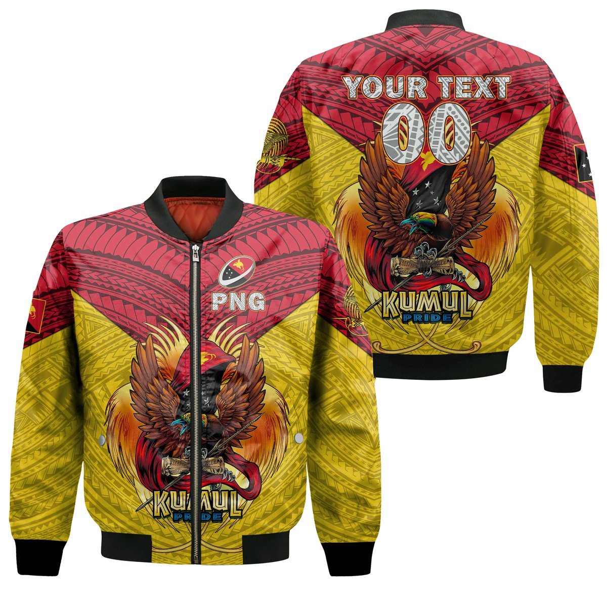 (Custom Personalised) Papua New Guinea Rugby Kumul Pride Bomber Jacket