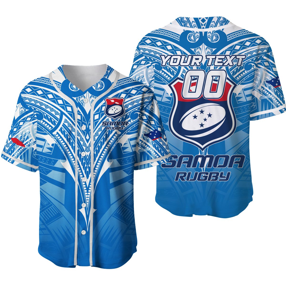 (Custom Personalised) Samoa Rugby Toa Samoa Blue Style Baseball Jersey